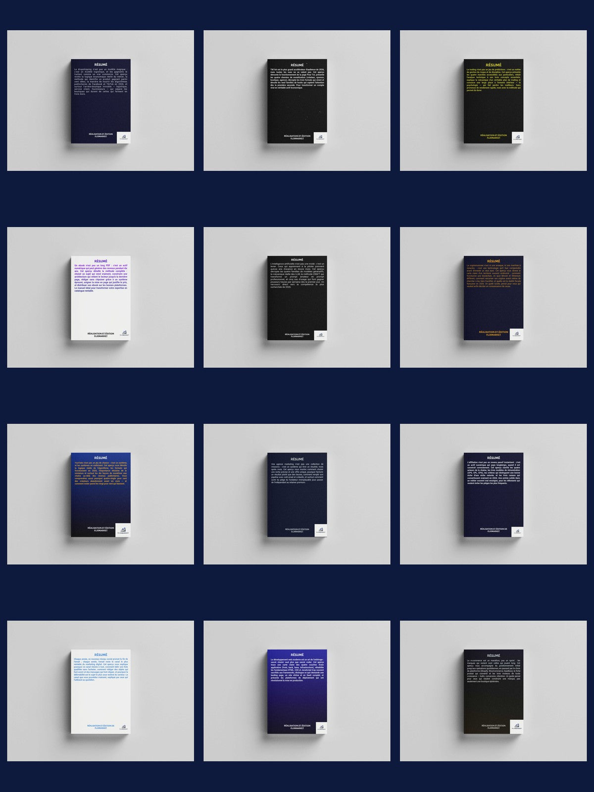Pack Découverte FLIXMARKET — 12 aperçus professionnels